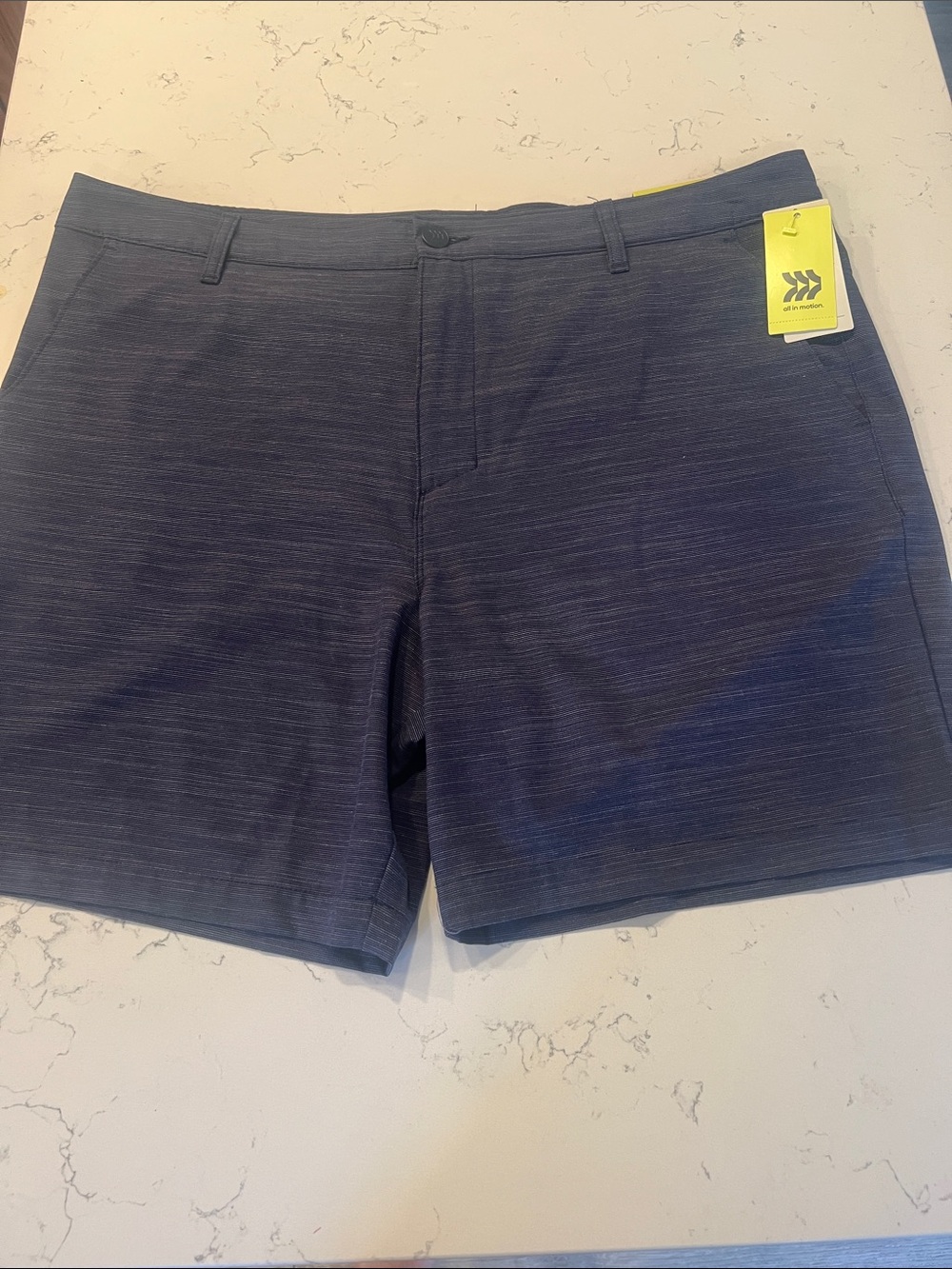 All in Motion Men's Navy Heather Flat-Front Shorts